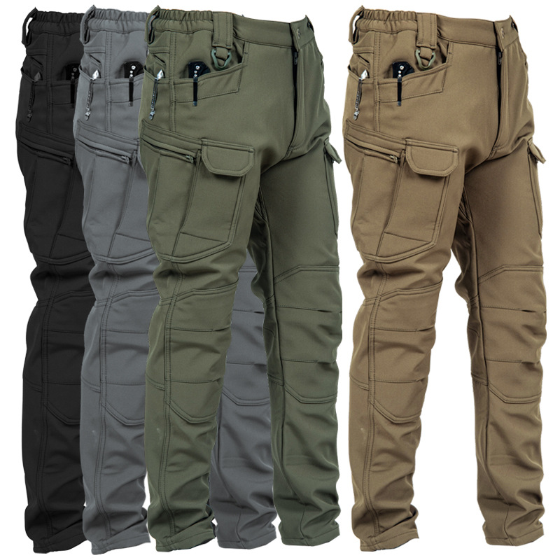 Winter Clothing Hiking - Men's-Slim-Fit-Tactical-Work-Pants-with-Multiple-Pockets,-Windproof-and-Waterproof,-Suitable-for-Winter-Outdoor-Hiking-Pants