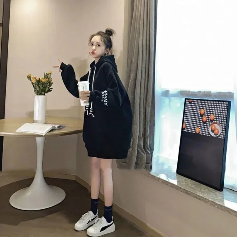Streetwear Fleece Hooded Dress - Winter Clothing Drawing review and price