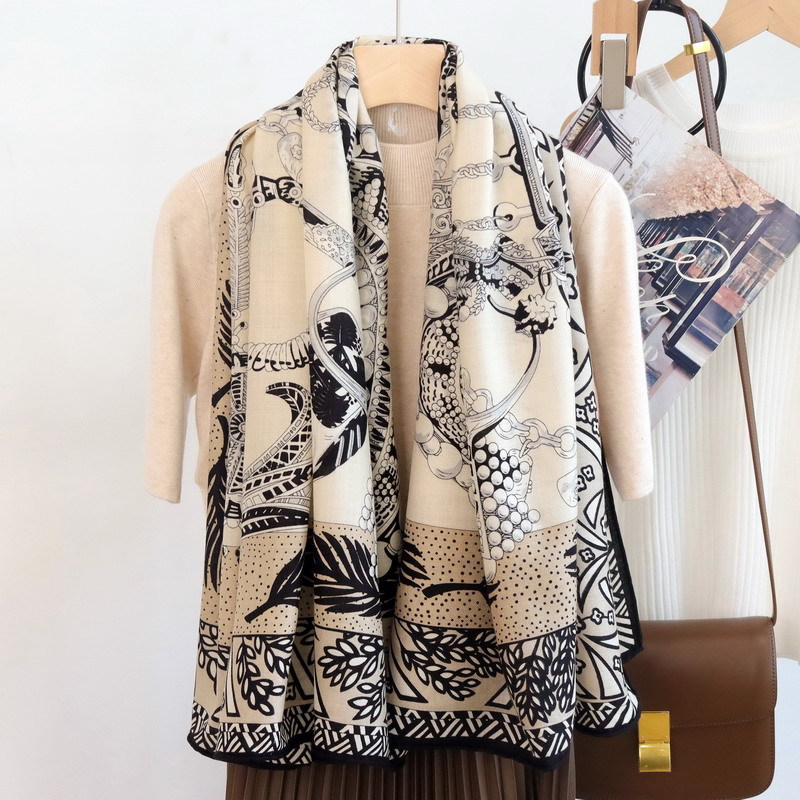 Silk Wool Scarf 135CM Luxury D - Winter Clothing Hong Kong review and price