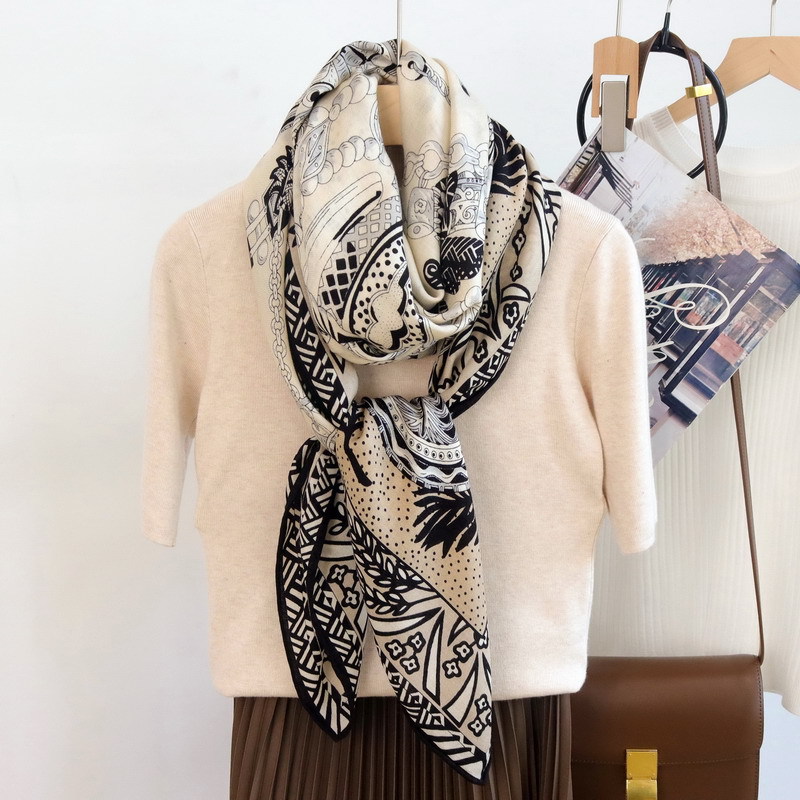 Silk Wool Scarf 135CM Luxury D - Winter Clothing Hong Kong review and price